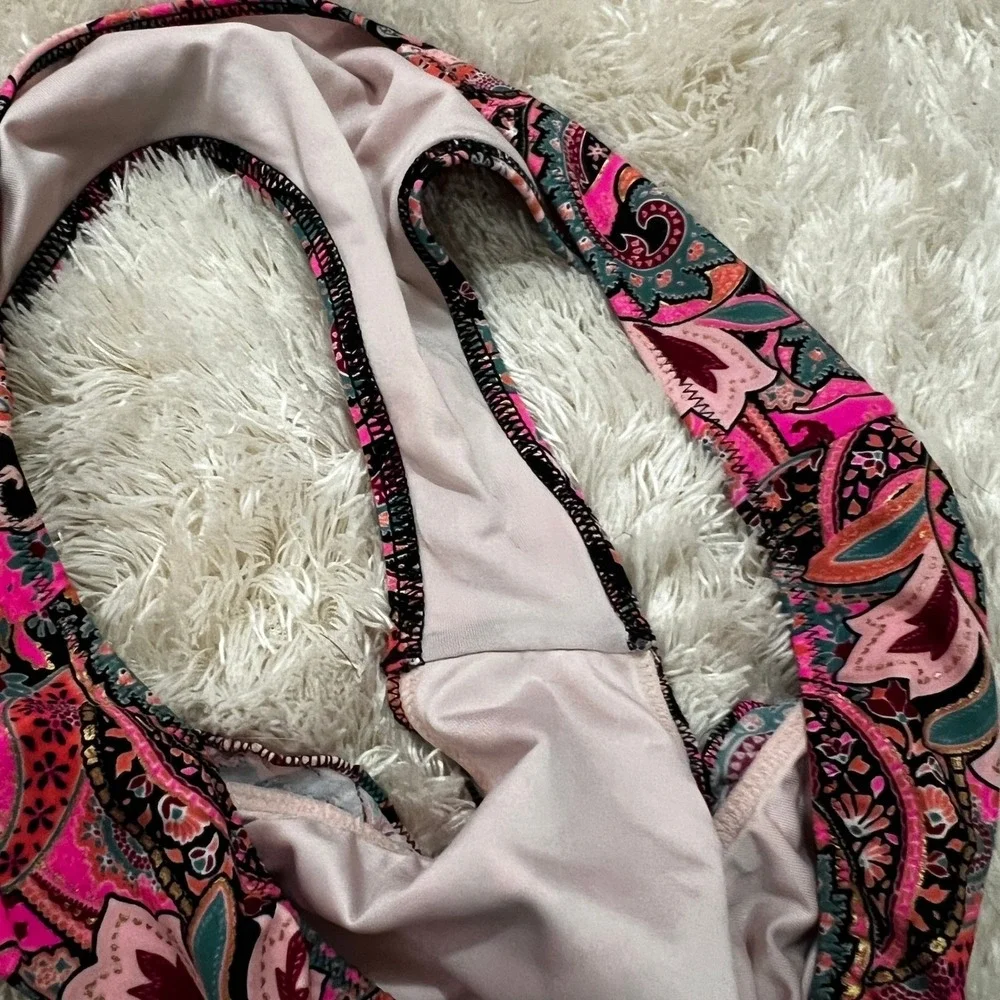 Shade & Shore Bikini Set Swimsuit Women's Small Pink‎ Paisley Y2K Summer